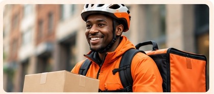 Courier ready for a FlaneGo delivery